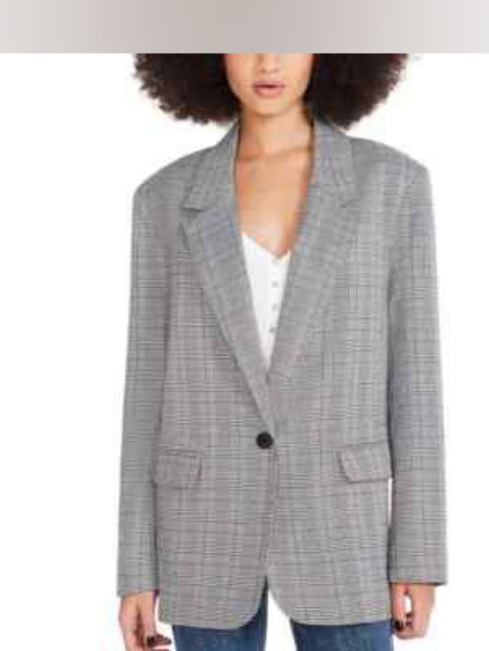 Steve Madden Gray Plaid Boyfriend fit Blazer